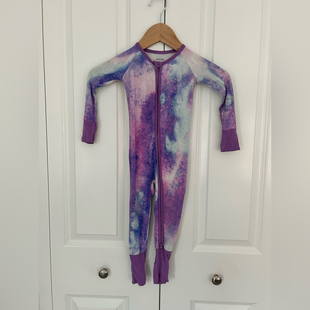 Little Sleepies Bamboo Viscose Zippy Purple Watercolor  12-18 Months